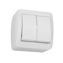 Изображение товара Выключатель двухклавишный накладной Селигер белый IP44 TDM