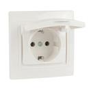 Розетка одноместная с заземлением с крышкой Кварта белая IP20 IEK_1