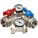 Изображение товара Кран шаровый со сгоном Stout 1" с термометром красная и синяя бабочка 2 шт/уп