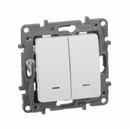 Механизм выключателя двухклавишный с подсветкой Etika белый IP20 Legrand