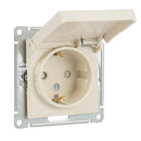 Механизм розетки с заземлением со шторками и крышкой AtlasDesign бежевый IP20 Systeme Electric_1