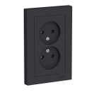 Розетка двухместная без заземления AtlasDesign карбон IP20 Systeme Electric