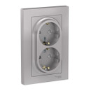 Изображение товара Розетка двухместная с заземлением со шторками AtlasDesign алюминий IP20 Systeme Electric