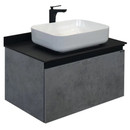 Изображение товара Тумба подвесная Comforty Эдинбург 75 с раковиной T-Y9378 бетон светлый с черной столешницей