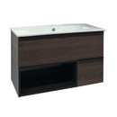 Тумба подвесная Comforty Франкфурт 90 с раковиной Quadro 90 дуб шоколадно коричневый_1