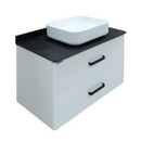 Тумба подвесная Comforty Амстердам 95 с раковиной T Y9378 белый глянцевый с черной матовой столешницей_1