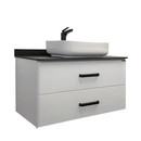 Тумба подвесная Comforty Амстердам 95 с раковиной T Y9378 белый глянцевый с черной матовой столешницей_1