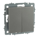 Механизм выключателя двухклавишный Brite сталь IP20 IEK_1