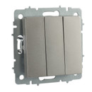 Изображение товара Механизм выключателя трехклавишный Brite сталь IP20 IEK