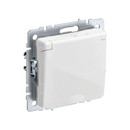 Механизм розетки с заземлением со шторками и крышкой Brite белая IP44 IEK
