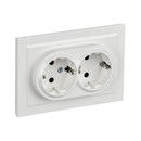 Розетка двухместная с заземлением Brite белая IP20 IEK_1