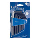 Ключи имбусовые Yoko короткие 1,5-10 мм 9 шт