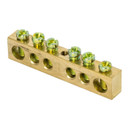 Изображение товара Шина нулевая 6 отверстий, без изолятора, крепеж по центру, 6х9 мм