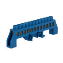 Шина нулевая 12 отверстий, корпус нейлоновый синий 8х12мм_1