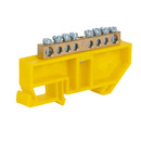 Изображение товара Шина нулевая 8 отверстий, изолятор на DIN-рейку желтый 6х9 мм