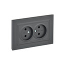 Розетка двухместная без заземления Brite графит IP20 IEK