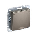 Изображение товара Механизм розетки с заземлением со шторками и крышкой Brite шампань IP44 IEK