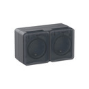 Изображение товара Розетка двухместная накладная с заземлением со шторками и крышкой AtlasDesign антрацит IP54 Systeme Electric