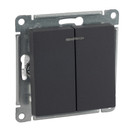 Механизм выключателя двухклавишный с подсветкой AtlasDesign базальт IP20 Systeme Electric