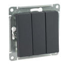 Механизм выключателя трехклавишный AtlasDesign базальт IP20 Systeme Electric