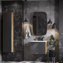 Шкаф пенал подвесной Акватон Сохо 35 дуб веллингтон/графит софт_1