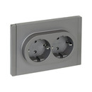 Розетка двухместная с заземлением Forte&Piano сталь IP20 IEK_1