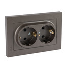Розетка двухместная с заземлением со шторками AtlasDesign мокко IP20 Systeme Electric_1