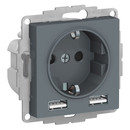 Изображение товара Механизм розетки с USB-2шт AtlasDesign грифель IP20 Systeme Electric