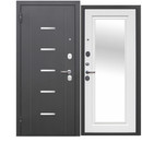 Изображение товара Дверь входная металлическая с зеркалом Ferroni Гарда антик серебро\белый ясень 860мм левая