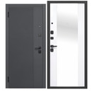 Дверь входная металлическая с зеркалом Ferroni Флорида эмалит черный кварц\эмалит белый 960мм левая_1