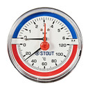 Термоманометр аксиальный 80мм 1\2" Stout