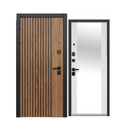 Изображение товара Дверь входная Luxor 2МДФ Рейка Зеркало орех лестной/эмалит белый 860мм левая