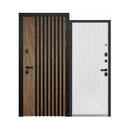 Дверь входная Luxor 2МДФ 3Д Рейка орех американский мокко/эмалит белый 860мм правая_1