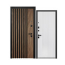 Дверь входная Luxor 2МДФ 3Д Рейка орех американский мокко/эмалит белый 960мм левая_1