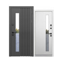 Изображение товара Дверь входная с терморазрывом Luxor Termo Рейка стеклопакет Муар 7024/эмалит белый 960мм правая