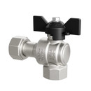 Изображение товара Кран шаровый угловой с накидной гайкой 3/4" ВР-ВР бабочка с биркой LD Pride