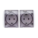 Изображение товара Розетка двухместная накладная с заземлением с крышкой Селигер белая IP54 TDM