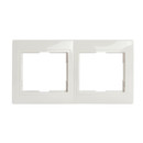 Рамка двухместная горизонтальная Кварта белая IP20 IEK