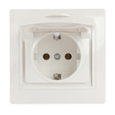 Розетка одноместная с заземлением с крышкой Кварта белая IP20 IEK_2