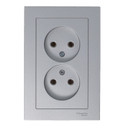 Розетка двухместная без заземления AtlasDesign алюминий IP20 Systeme Electric_2