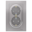 Розетка двухместная с заземлением со шторками AtlasDesign алюминий IP20 Systeme Electric_2