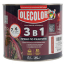 Грунт-эмаль по ржавчине 3в1 Olecolor красная (RAL 3020) полуглянцевая 2кг