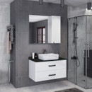 Тумба подвесная Comforty Амстердам 95 с раковиной T Y9378 белый глянцевый с черной матовой столешницей_2