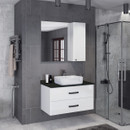 Тумба подвесная Comforty Амстердам 95 с раковиной T Y9378 белый глянцевый с черной матовой столешницей_2