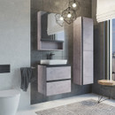 Тумба подвесная Comforty Эдинбург 60-2 с раковиной 9055RA-50 бетон светлый с черной столешницей_2