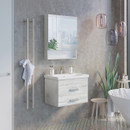 Тумба подвесная Comforty Никосия-70П с раковиной Como 70 дуб белый_2