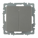 Механизм выключателя двухклавишный Brite сталь IP20 IEK_2