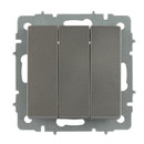 Механизм выключателя трехклавишный Brite сталь IP20 IEK_2