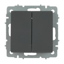 Механизм переключателя проходного двухклавишный Brite графит IP20 IEK_2