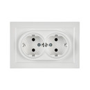 Розетка двухместная с заземлением Brite белая IP20 IEK_2